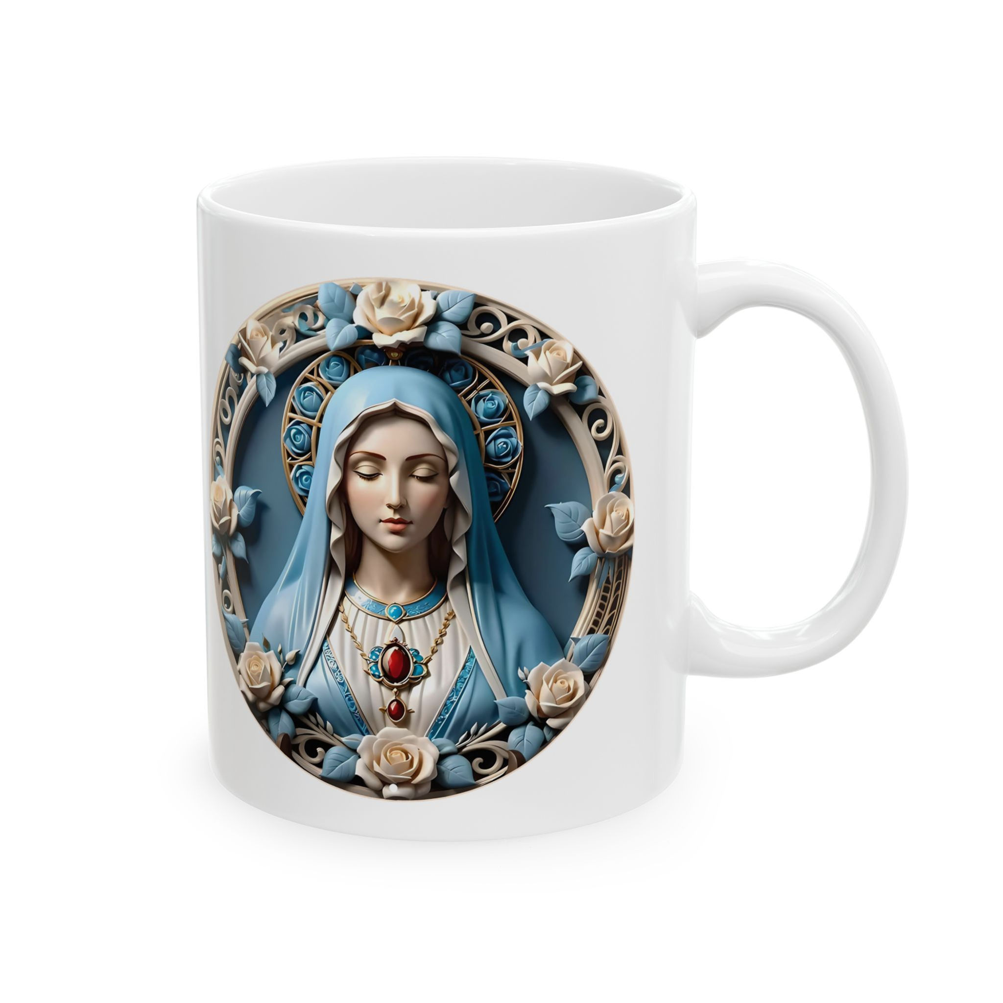 Beautiful Blessed Virgin Mary Ceramic Church Mug, (11oz, 15oz)