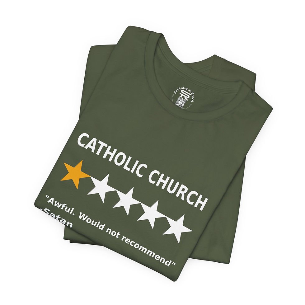 Thumbnail: Catholic Church, 1 star review, Satan, Christian Religious sassy unisex Shirt