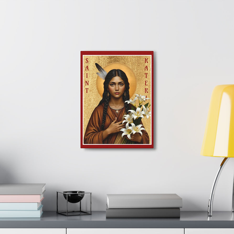 Thumbnail: Canvas SR Modern Icon Saint Kateri Tekakwitha, with hanger, 5 sizes