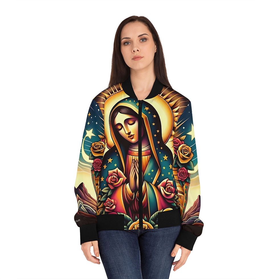 Thumbnail: Women's Our Lady of Guadalupe Catholic Christian Bomber Jacket
