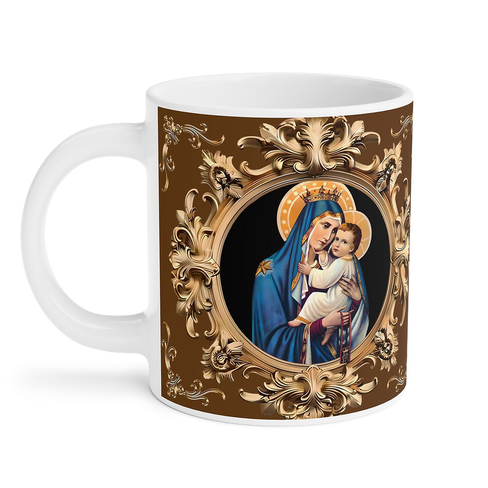 Thumbnail: Carmelite Brown Scapular Inspired Christian Religious Mug, 11, 15, 20 oz