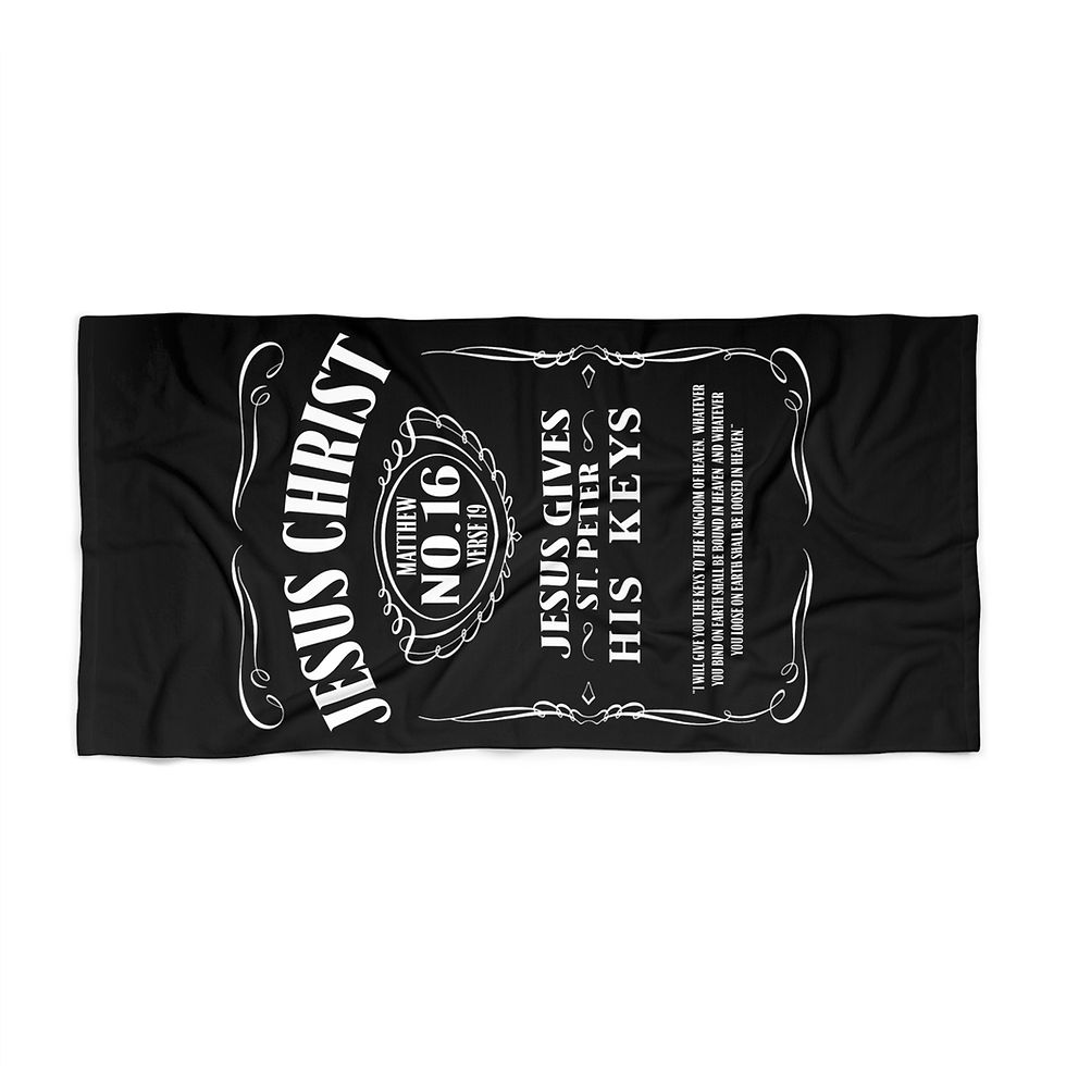 Thumbnail: Jesus gives St Peter the keys Whiskey label SR Beach Towel