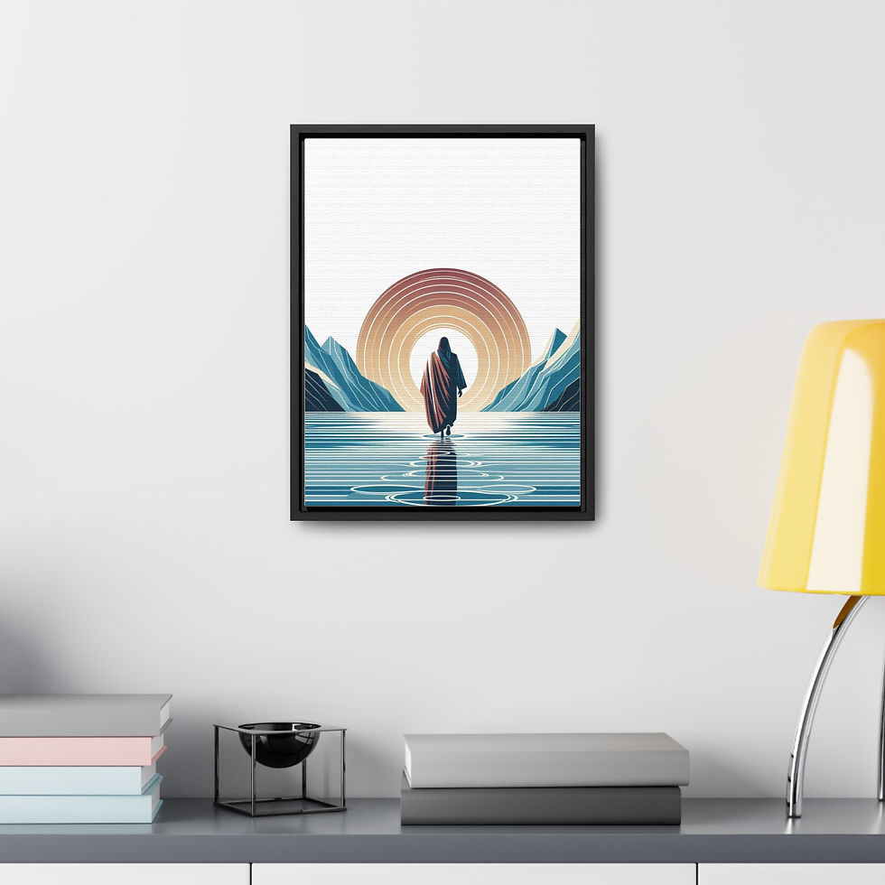 Thumbnail: Modern Minimalist Jesus Walking on Water, Christian Gallery Canvas in Frame