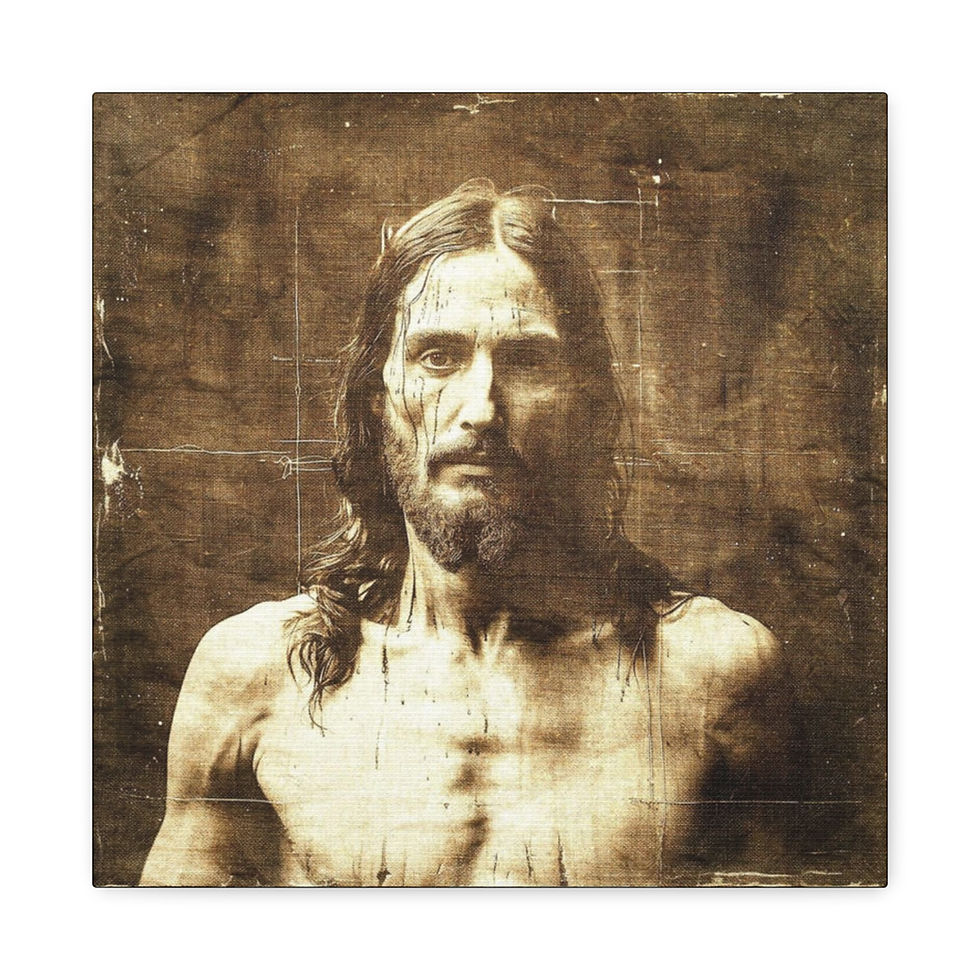Thumbnail: Matte Canvas, AI gen face of Jesus from Shroud of Turin Stretched, 1.25"