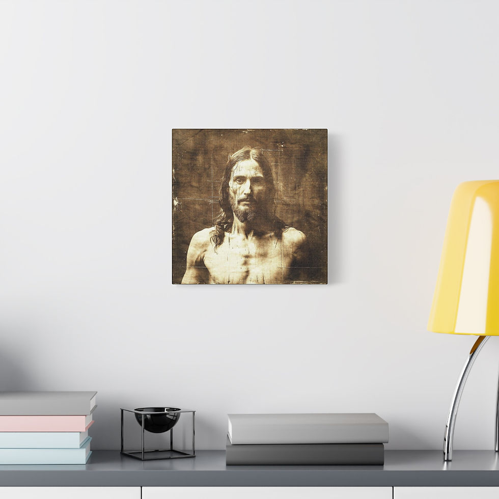 Thumbnail: Matte Canvas, AI gen face of Jesus from Shroud of Turin Stretched, 1.25"