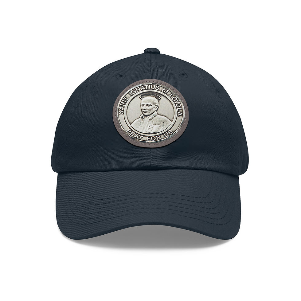Thumbnail: St Ignatius of Loyola Medal Printed on Leather Patch, Catholic Unstructured Hat