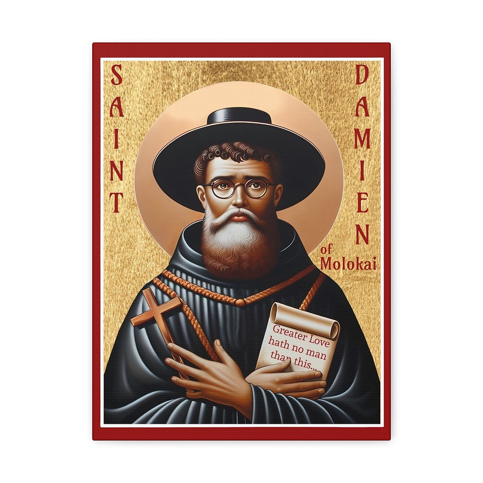 Thumbnail: Canvas SR Modern Icon, Saint Damien of Molokai Hawaii with hanger, 5 sizes