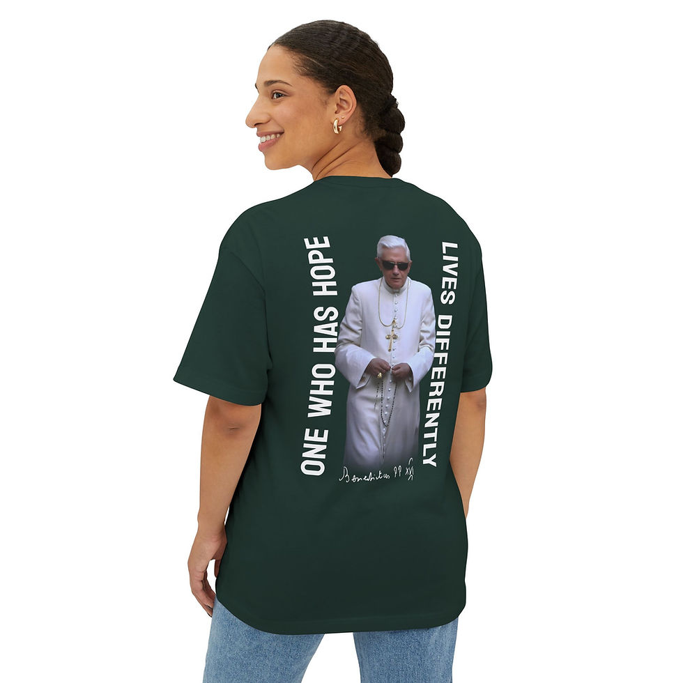 Thumbnail: Pope Benedict XVI Quote, Signature, Rosary, SR Catholic Christian Shirt