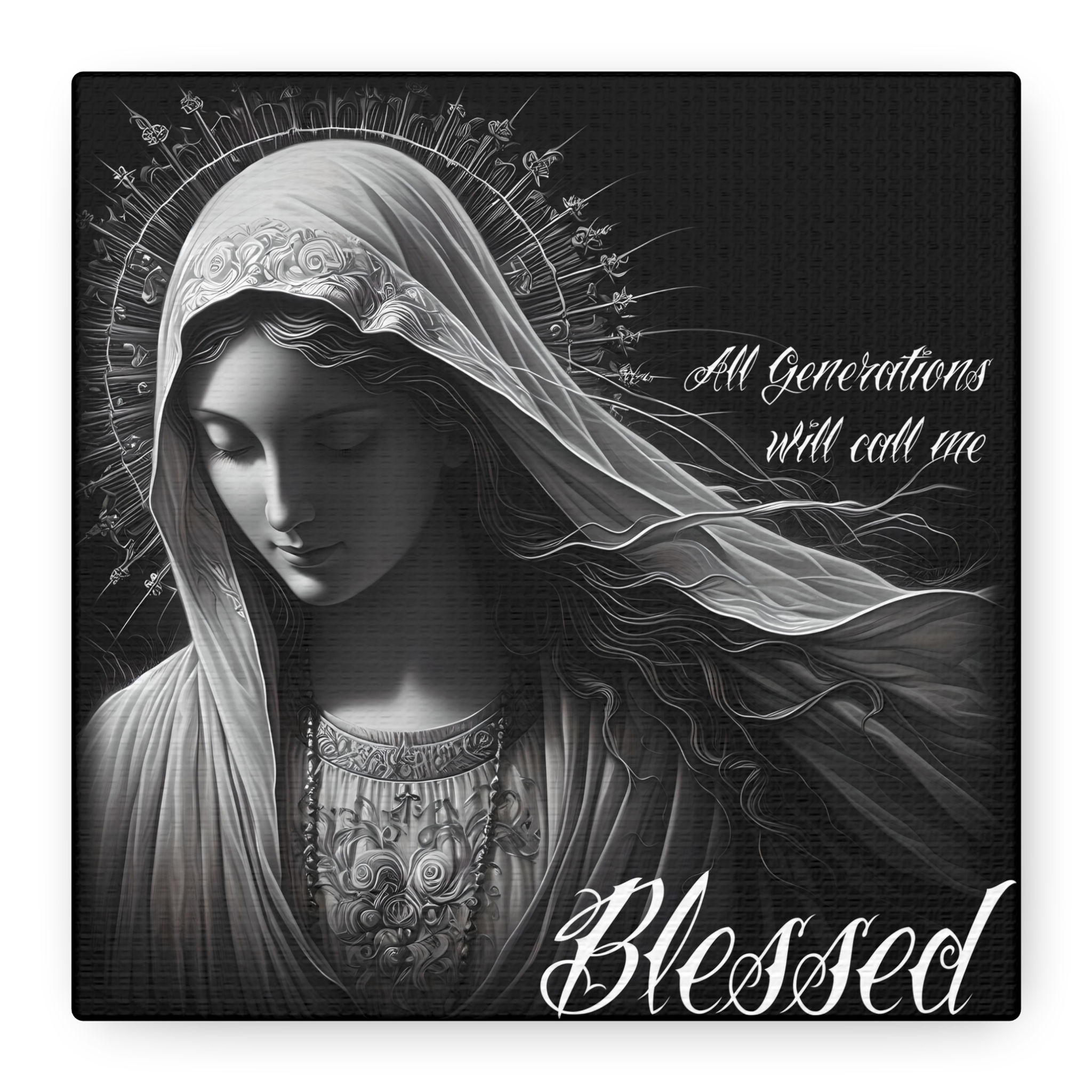 Matte Canvas, Blessed Virgin Mary Wall Art Stretched, 1.25"