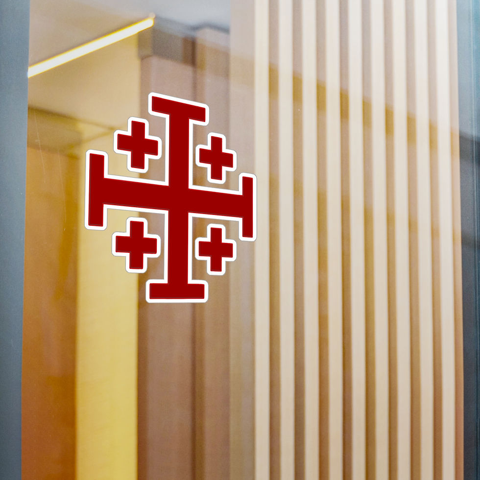 Thumbnail: Red and White Jerusalem Cross, Catholic Christian Kiss-Cut Vinyl Decal Sticker