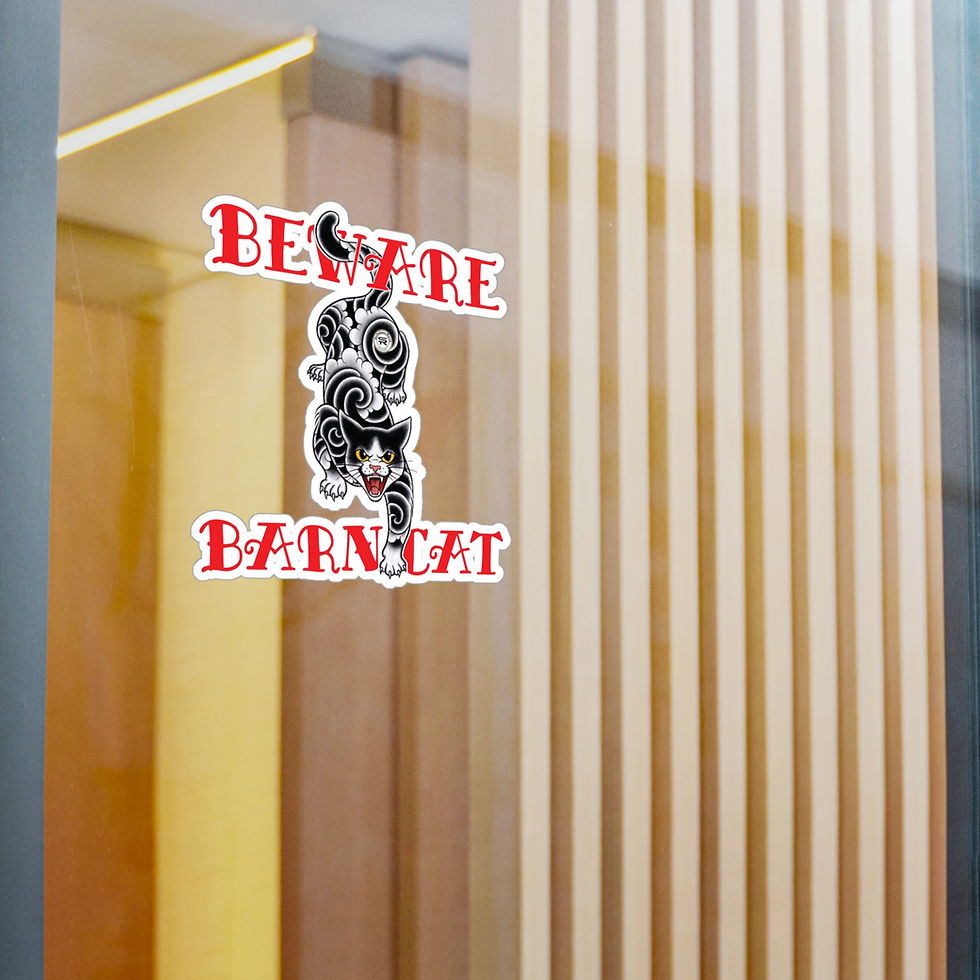 Thumbnail: Beware Barn Cat SR Kiss-Cut Vinyl Decal sticker