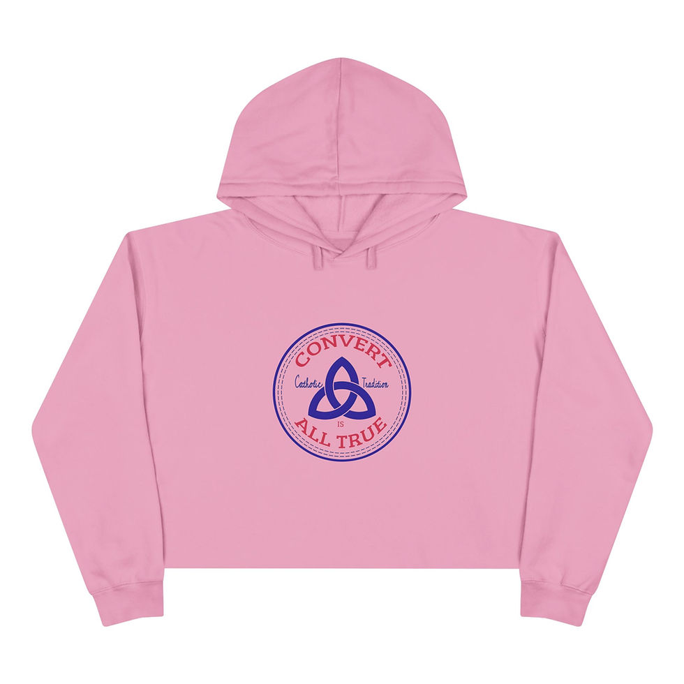 Thumbnail: Convert Catholic Tradition is All True Christian Canvas Sneaker Crop Hoodie