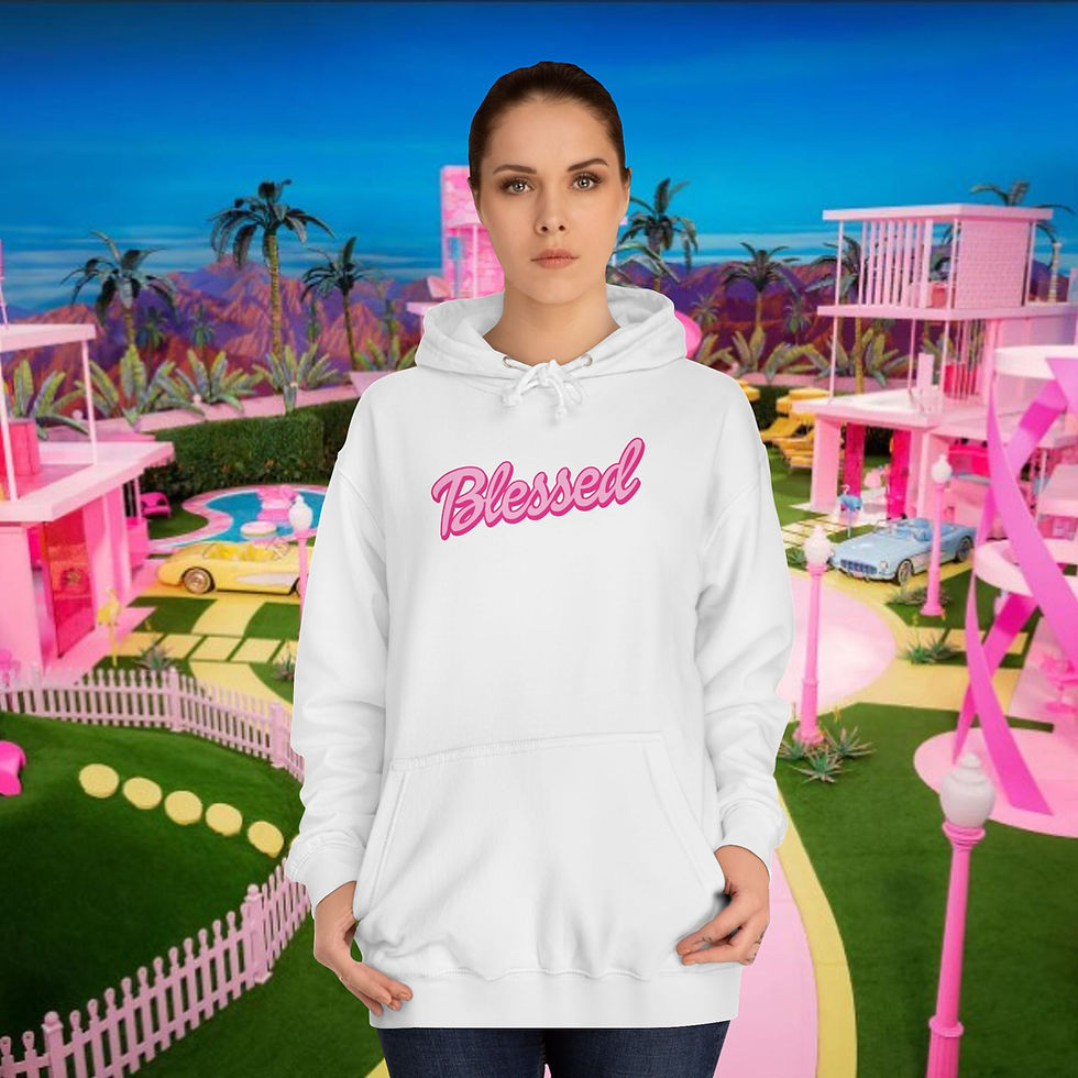 Thumbnail: Woman's "Blessed" Barbie style SR College Hoodie