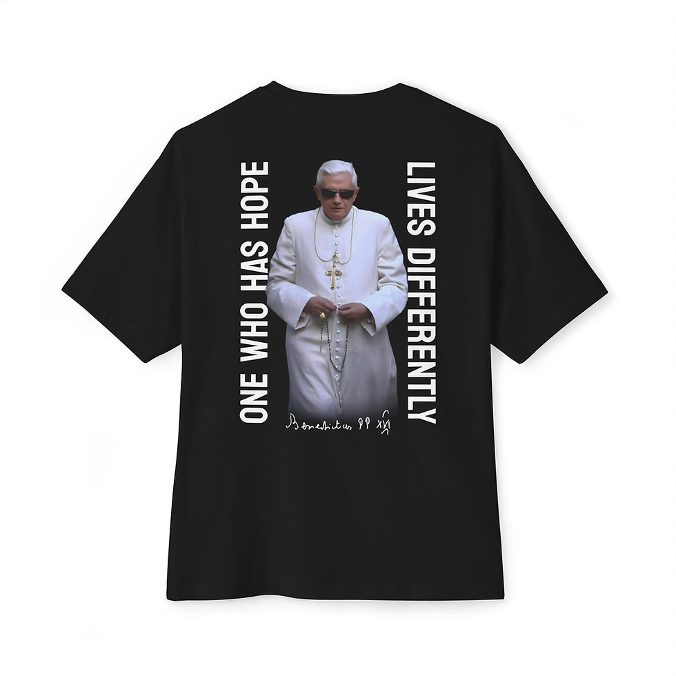 Thumbnail: Pope Benedict XVI Quote, Signature, Rosary, SR Catholic Christian Shirt