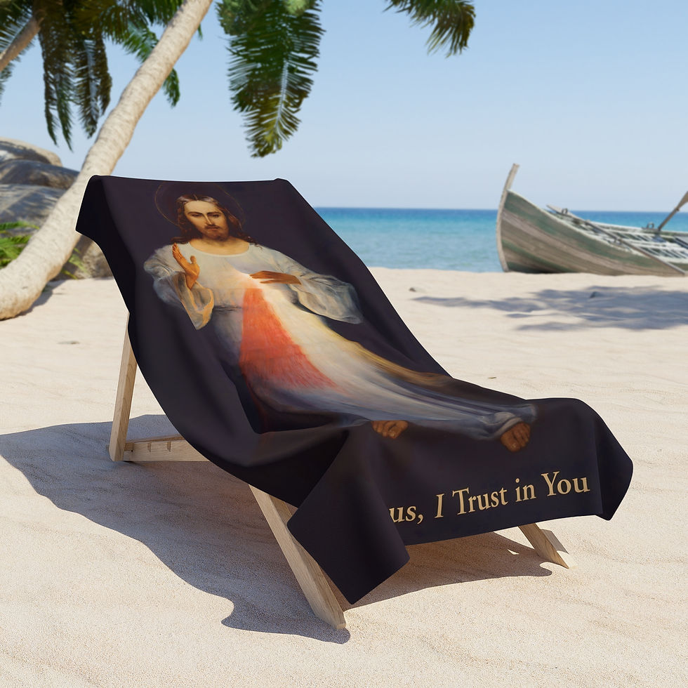 Thumbnail: Divine Mercy, Jesus I Trust in You, Beach Towel