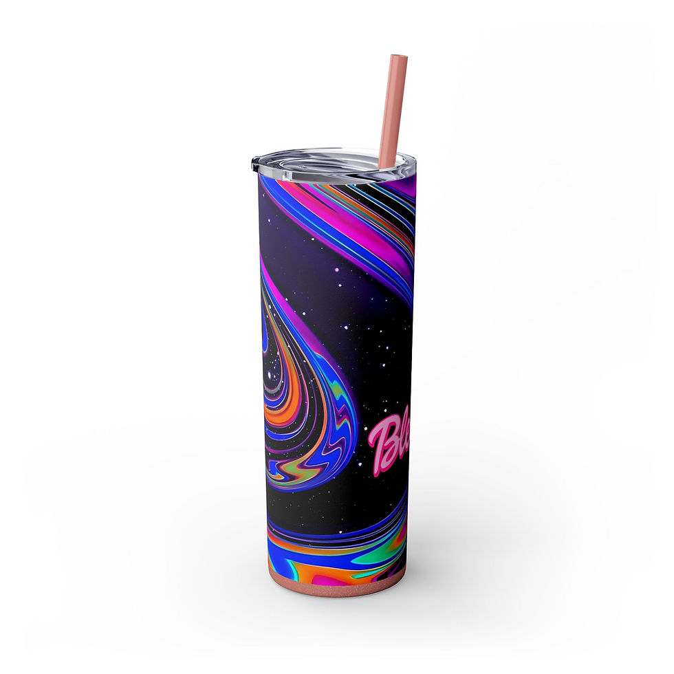Thumbnail: Blessed Purple Space SR Skinny Tumbler with Straw, 20oz
