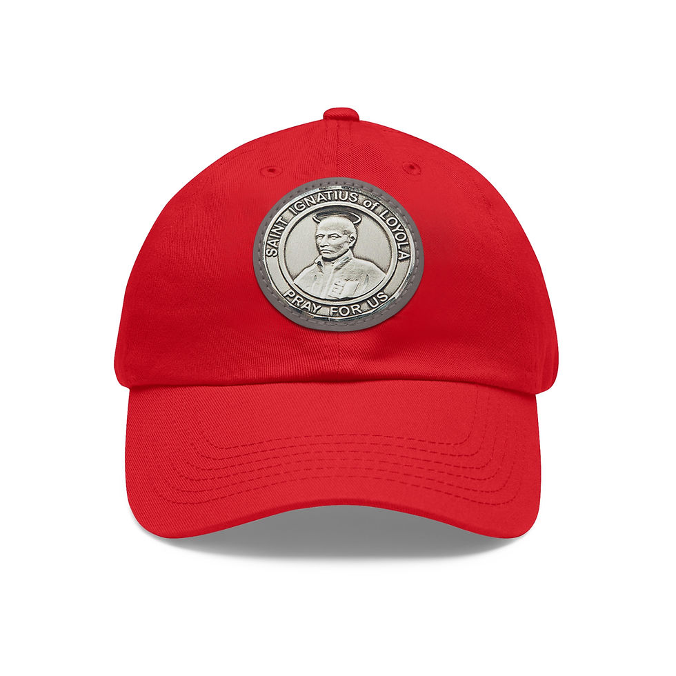 Thumbnail: St Ignatius of Loyola Medal Printed on Leather Patch, Catholic Unstructured Hat