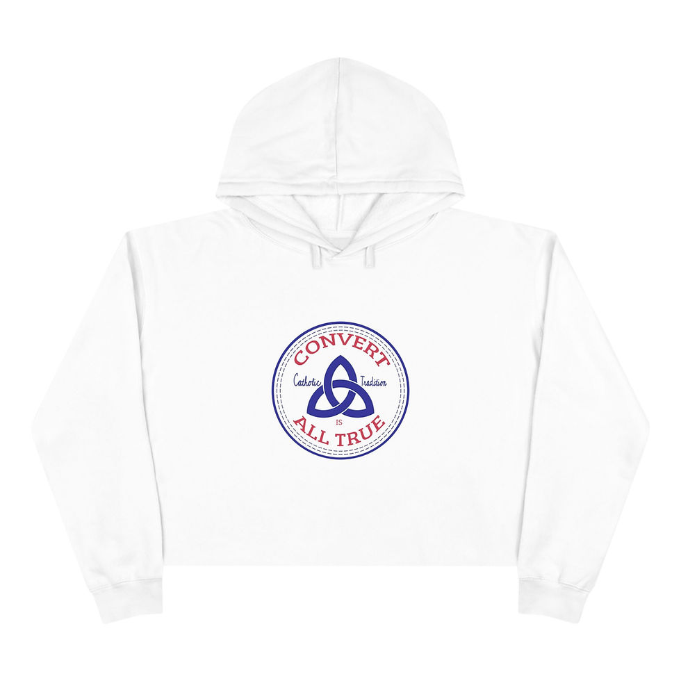 Thumbnail: Convert Catholic Tradition is All True Christian Canvas Sneaker Crop Hoodie