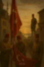 Allied troops enter Constantinople in 1918 as the Ottoman flag is lowered, marking the empire’s end.