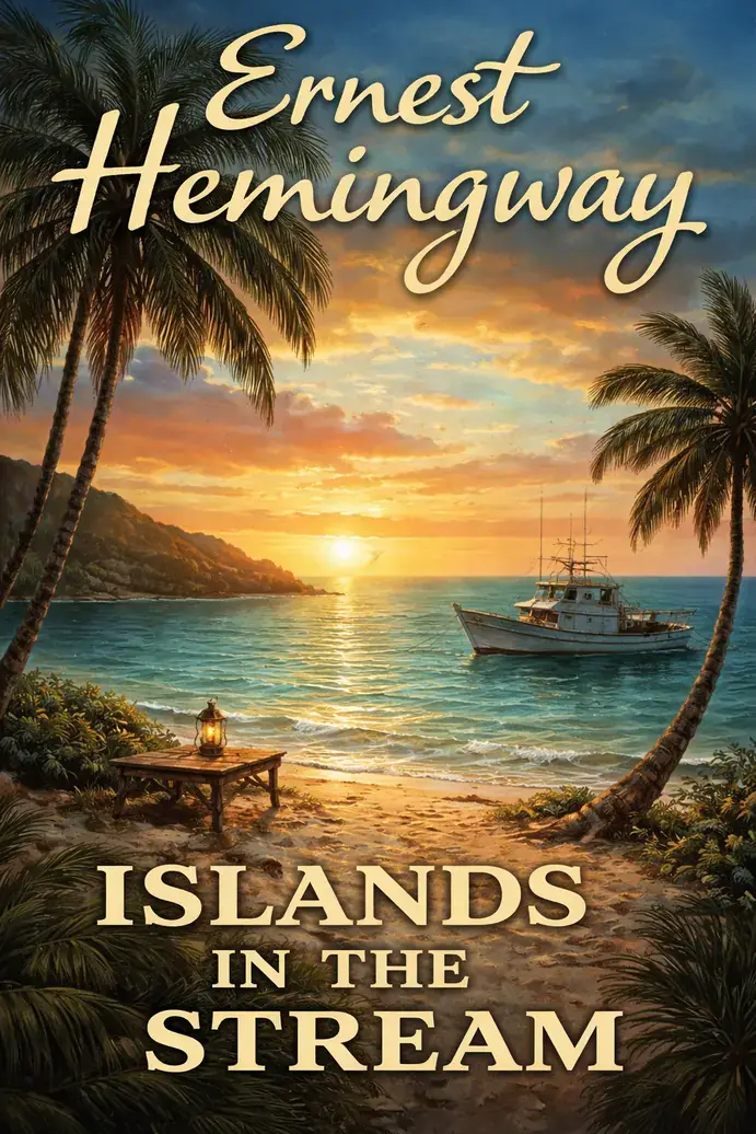Islands in the Stream by Ernest Hemingway, book cover.