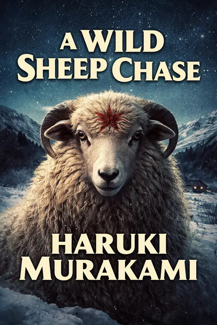 A Wild Sheep Chase by Haruki Murakami, book cover.