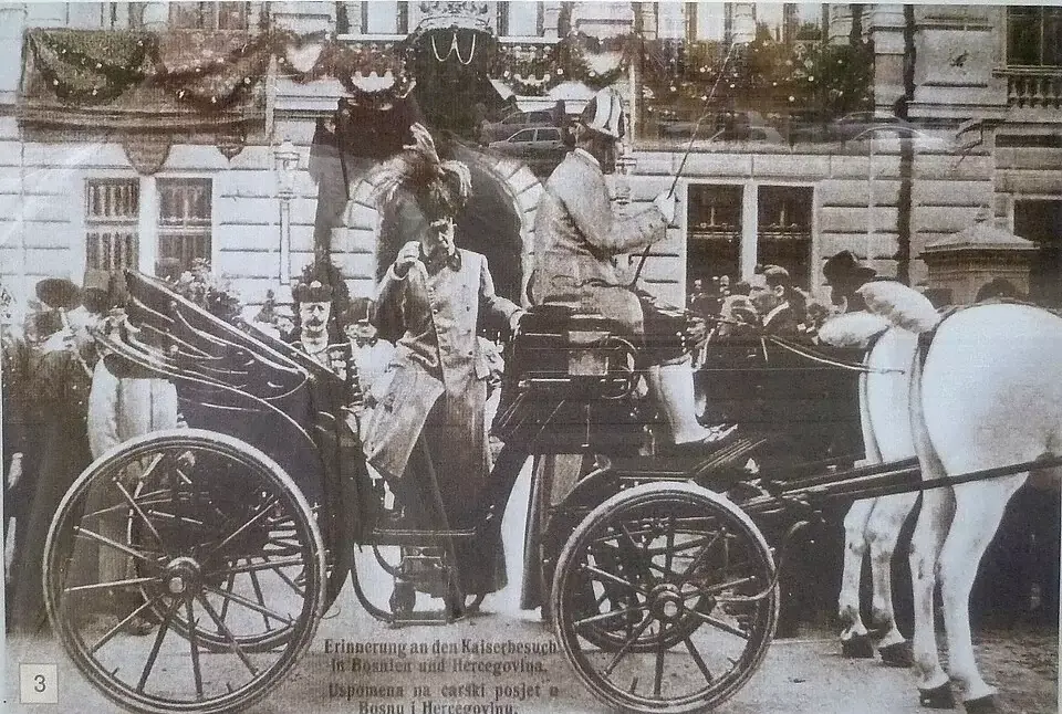 Sarajevo: Assassination of Archduke Franz Ferdinand of Austria and Sophie, Duchess of Hohenberg: outside the Austria hotel in Ilidza