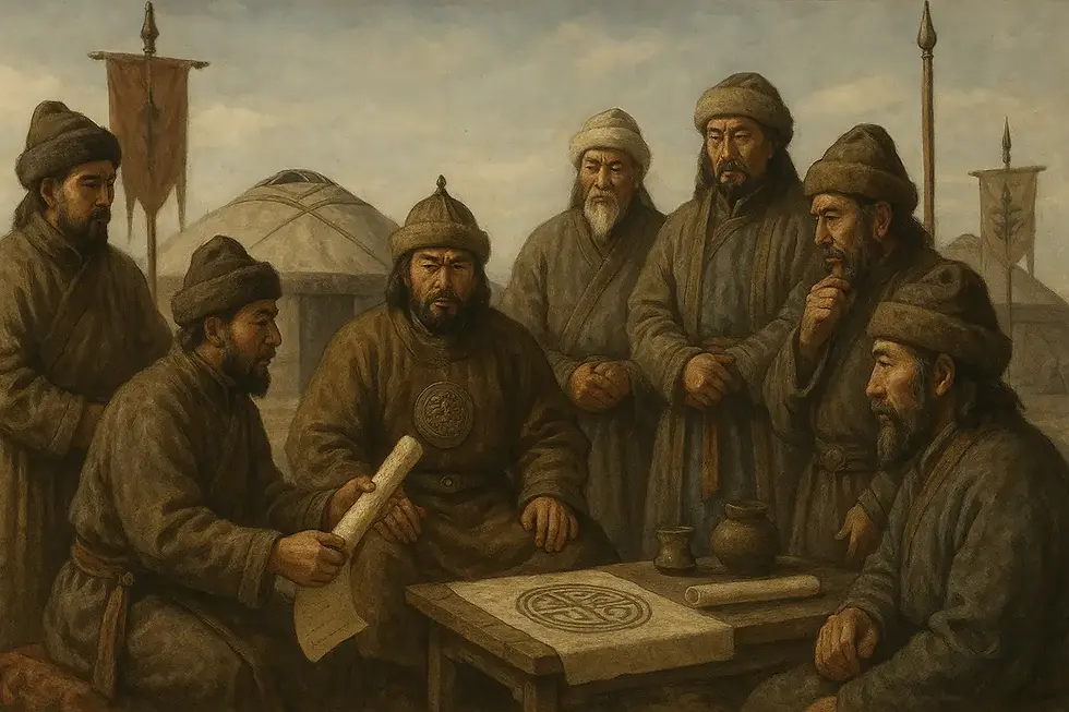 Mongol officials discussing laws and reforms