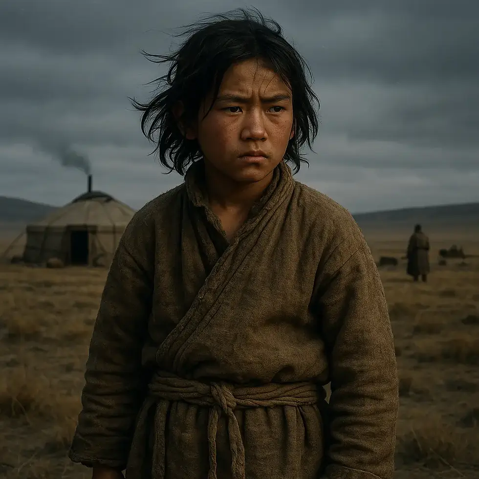 Young Temujin in the harsh Mongolian steppe