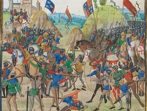 Battle of Crécy between the English and French in the Hundred Years' War.