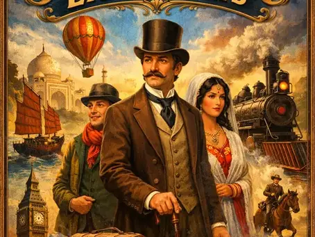 Around the World in Eighty Days by Jules Verne, book cover.