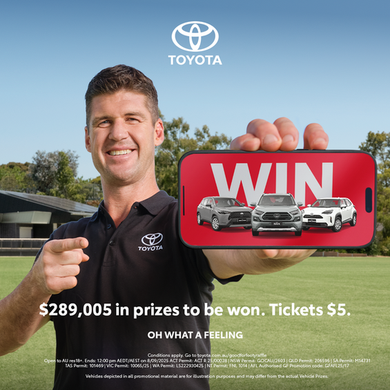 The Toyota Good For Footy Raffle is closing soon