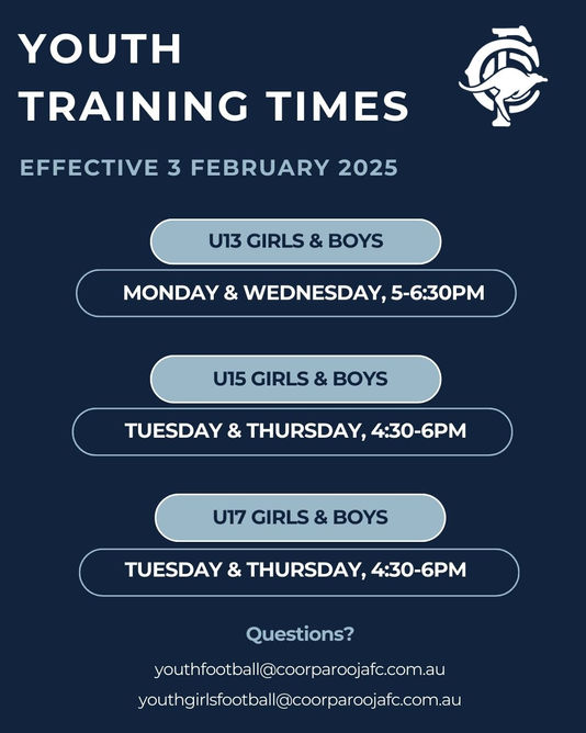 2025 Youth Training Times