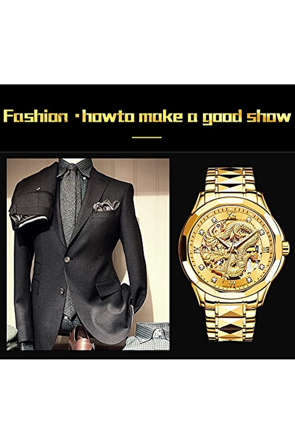 Miniature : Montres de luxe en Or 18karat OLEVS pour Hommes  Automatiques Hommes Dragon 