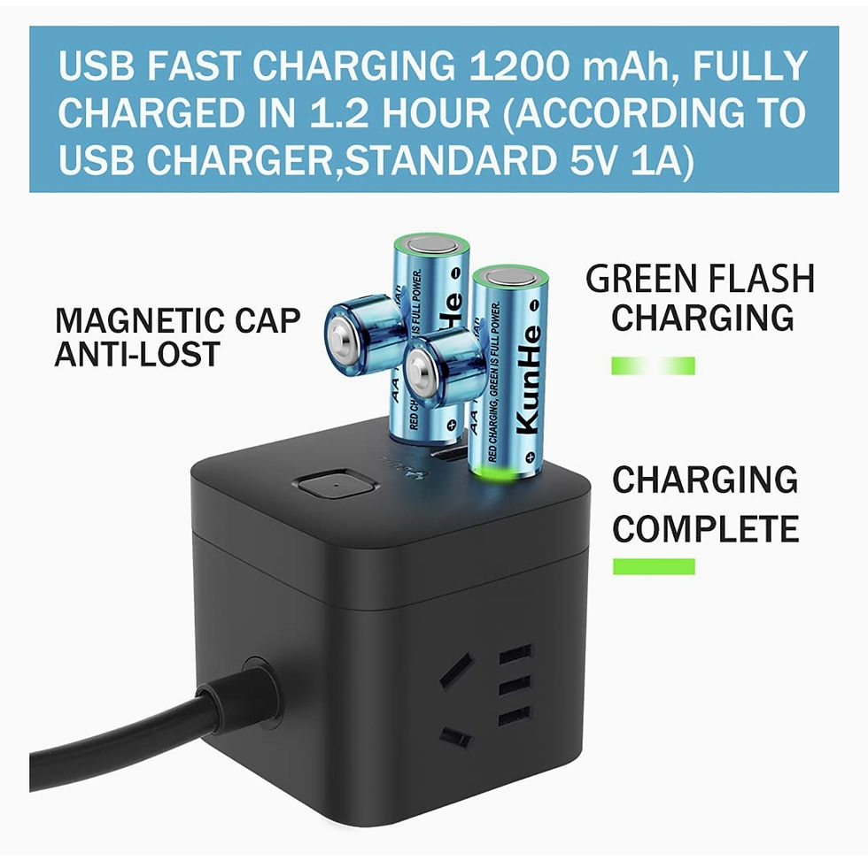 Miniature : Pack de 4 Piles AA rechargeables USB Double A 1,5 V 1200 mAh Batterie 
