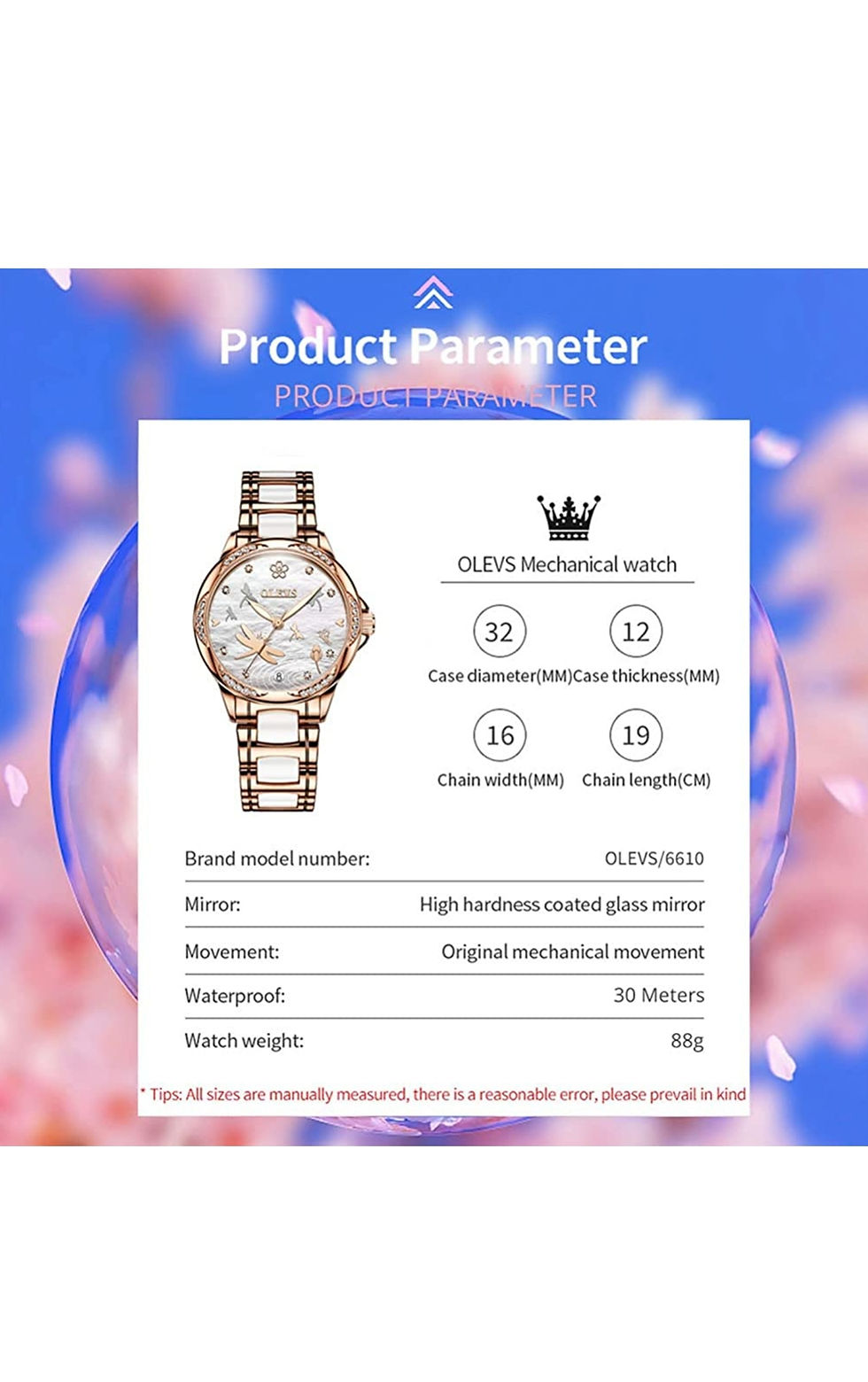 Miniature : Montres automatiques à remontage automatique pour femme or rose en céramique 