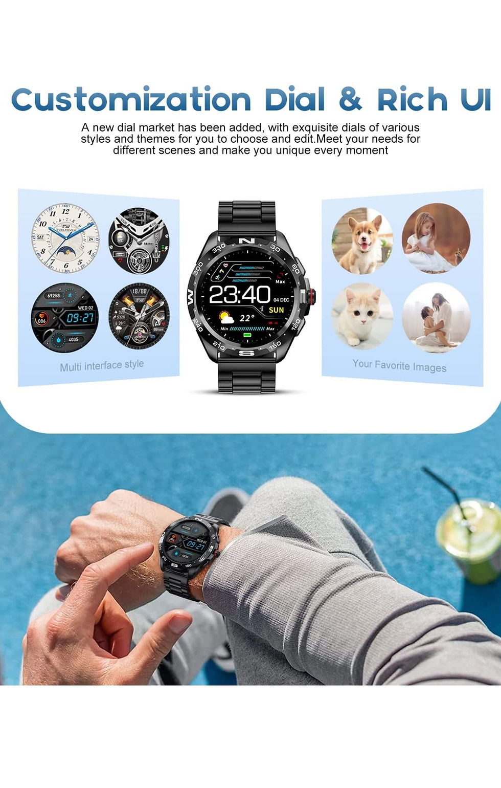 Miniature : Montres intelligentes LIGE pour Android iOS, étanche IP67 appels Bluetooth