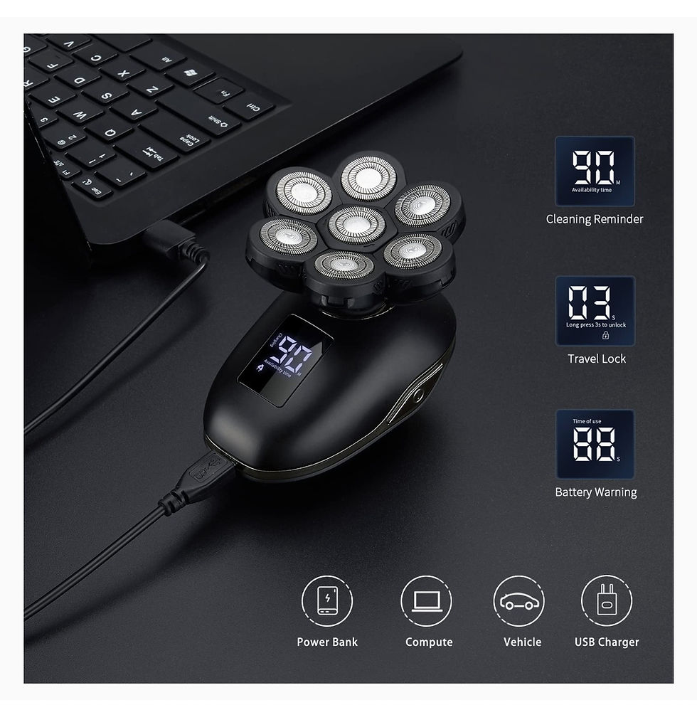 Miniature : Rasoirs électriques rechargeable pour hommes chauves, rasoir de 7 têtes amélioré