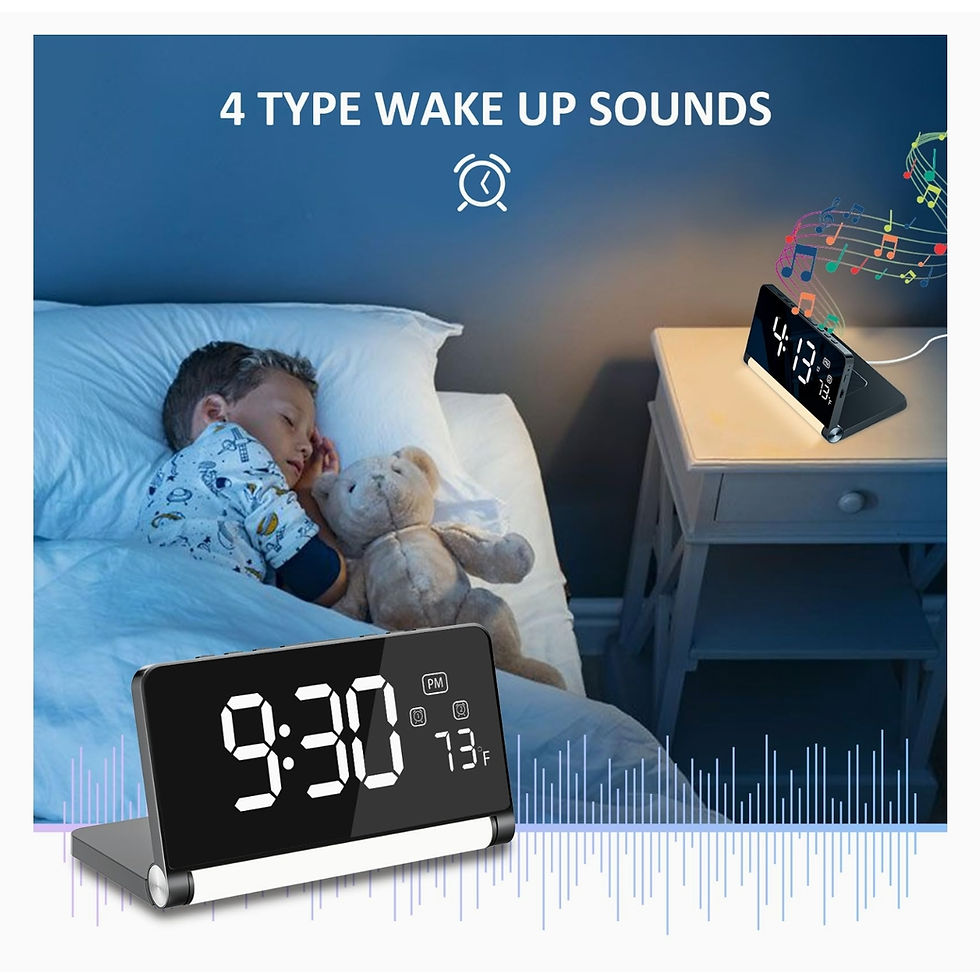 Miniature : Réveil 3 en 1, réveil numérique avec chargement sans fil, veilleuse 3 couleurs
