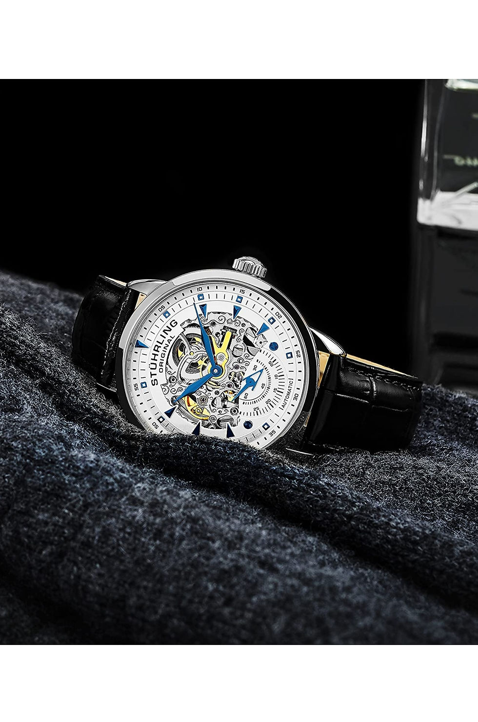 Thumbnail: Montre mécanique Stuhrling Original habillée automatique squelette pour homme 