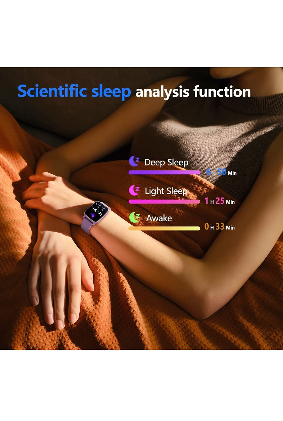 Miniature : FITVII Fitness Tracker, montre intelligente avec moniteur de fréquence cardiaque