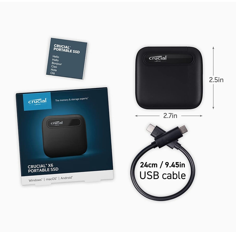 Miniature : Disque dur 2 To SSD externe mini Crucial X6 jusqu'à 800 Mo/s - PC et Mac 