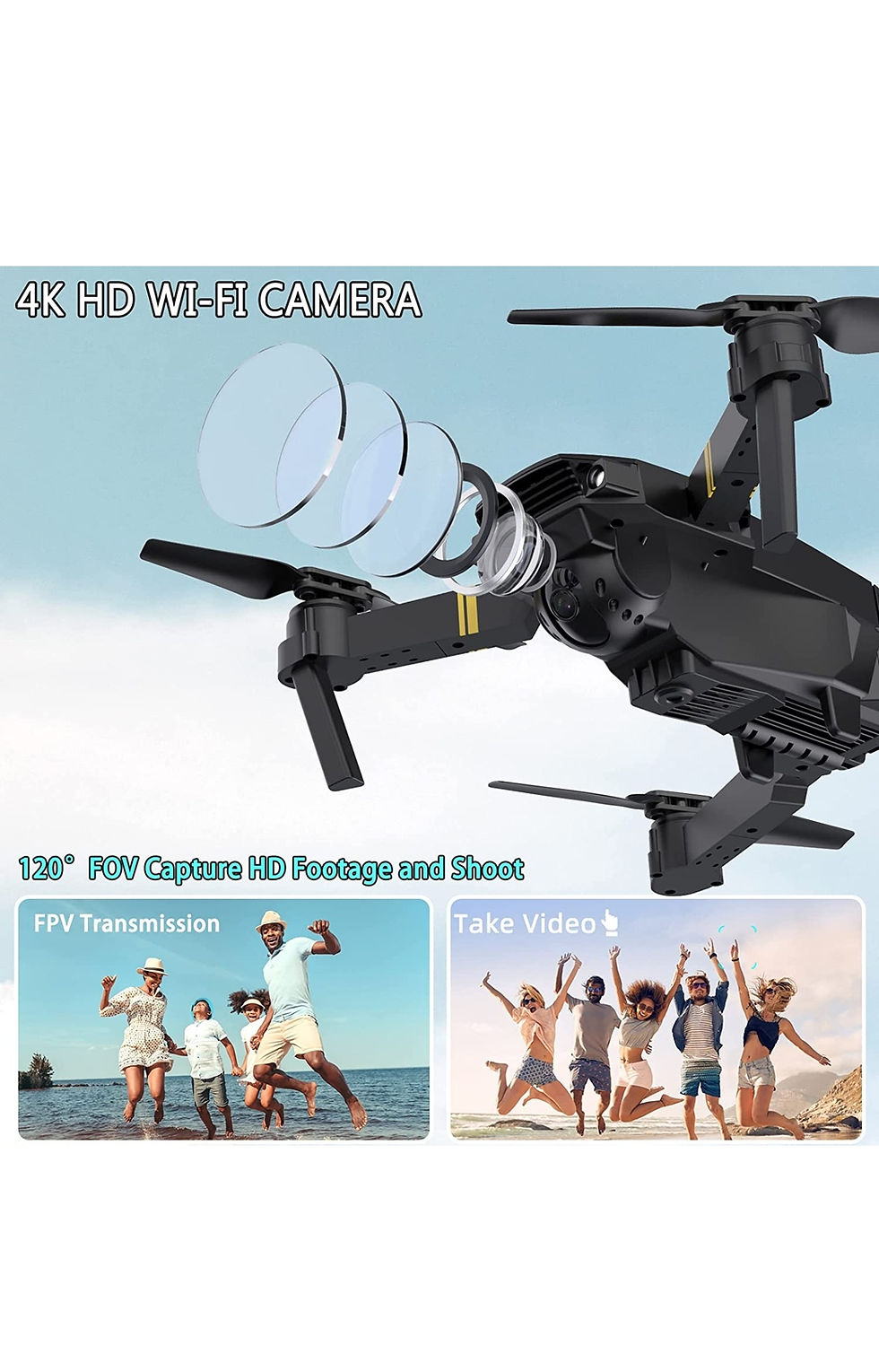 Thumbnail:  Drones quadrirotor RC pliable 4K LOYALSE E58 avec caméra avec caméra HD 1080P