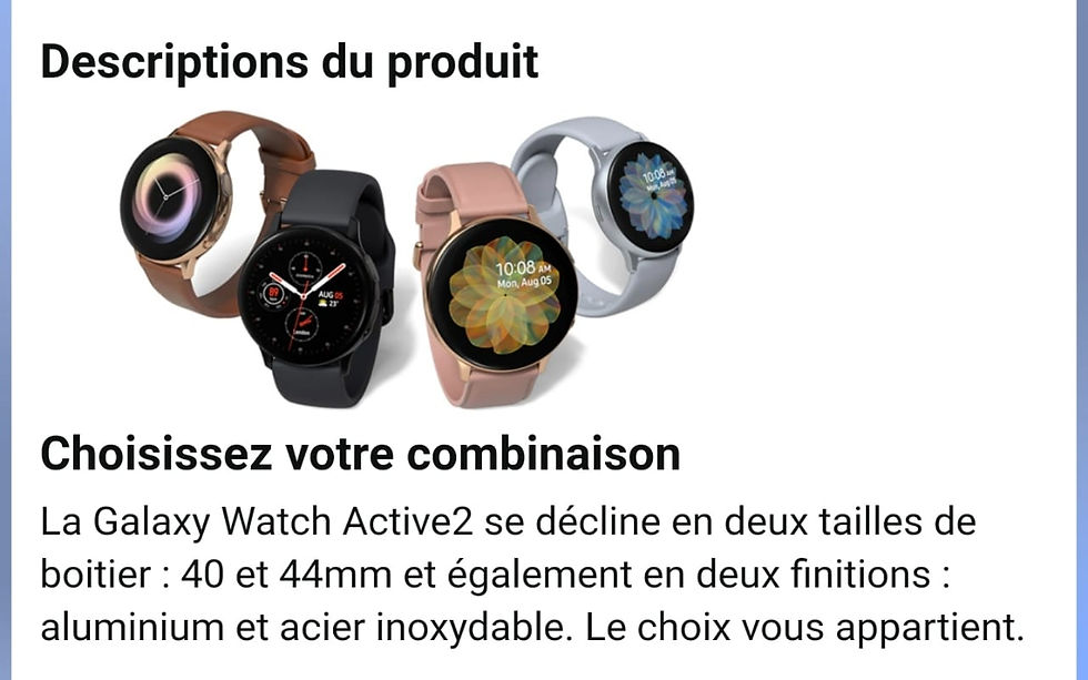 Miniature : Samsung Galaxy  Watch Active2 Android Bluetooth-4G-Wifi,Waterproof,Écran tactile