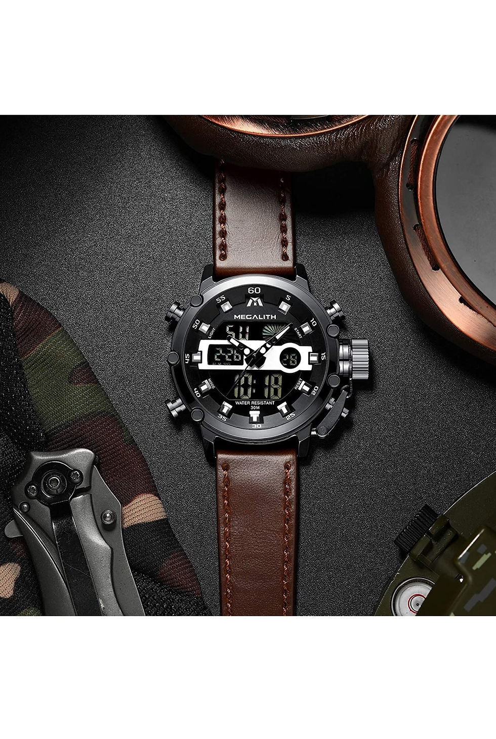 Miniature : MEGALITH Montres pour Homme Étanche Digital Militaire Sport Tactic Multifonction