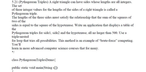 Triple Java Ex 5.21 (Pythagorean Triples) Solution | javaonlinehelp