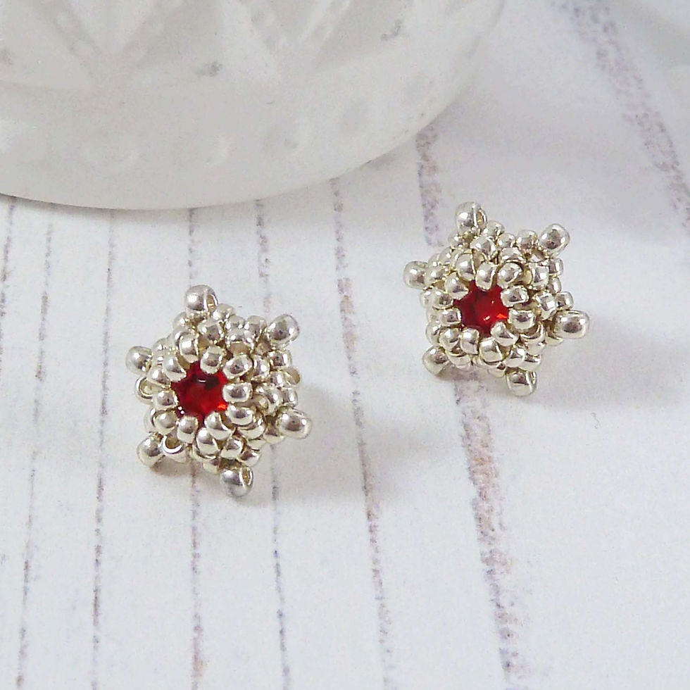 Thumbnail: Dainty Red & Silver Star Shape Stud Earrings