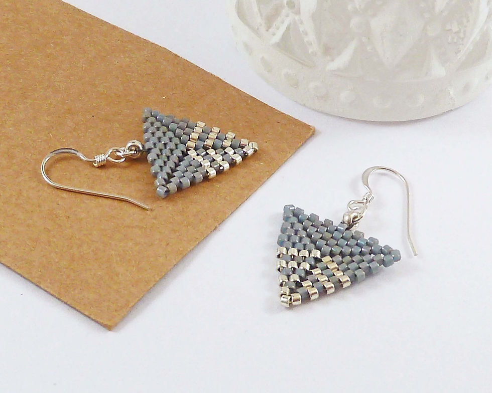 Thumbnail: Slate Grey Dangle Triangle Earrings
