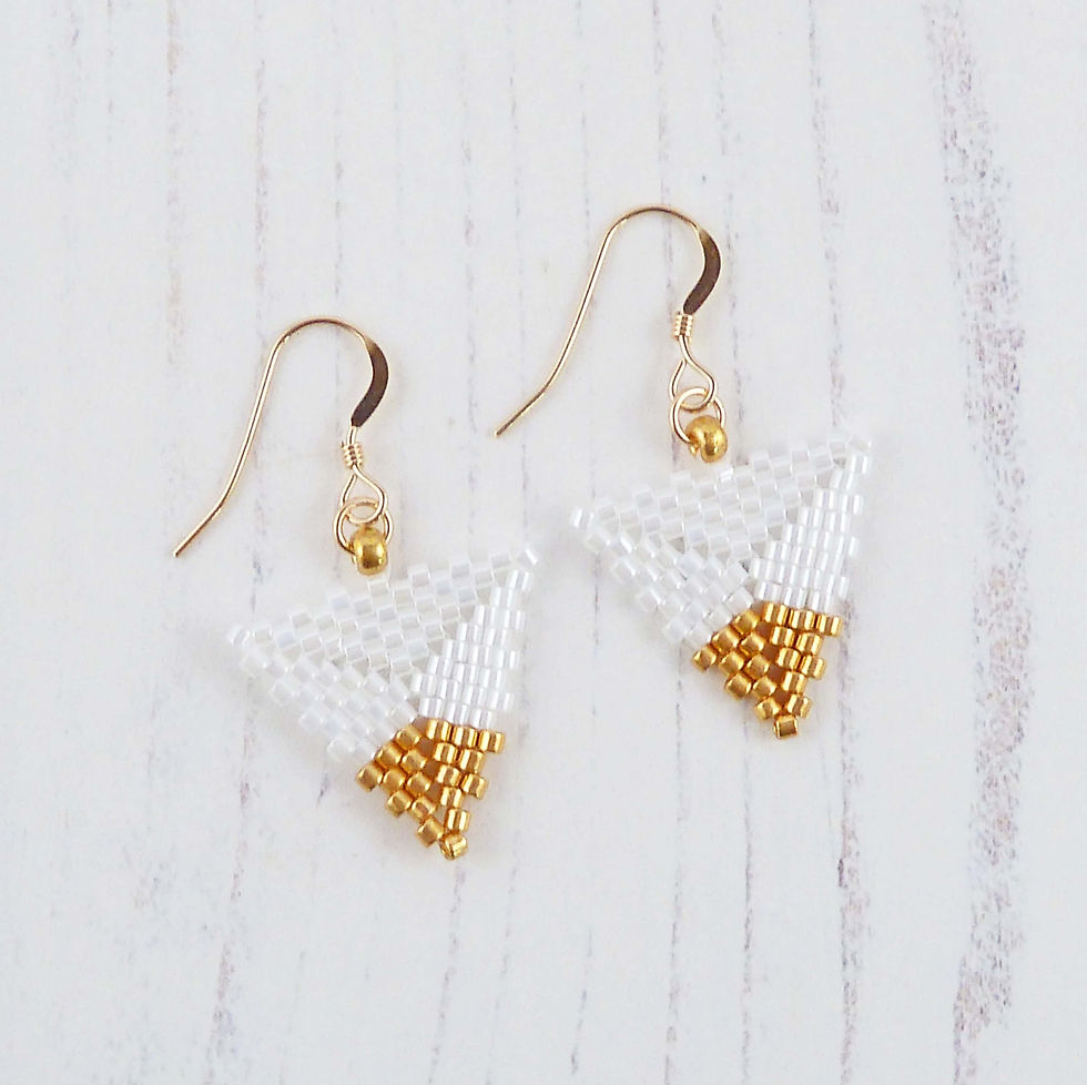 Thumbnail: White with Gold Tip Triangle Earrings