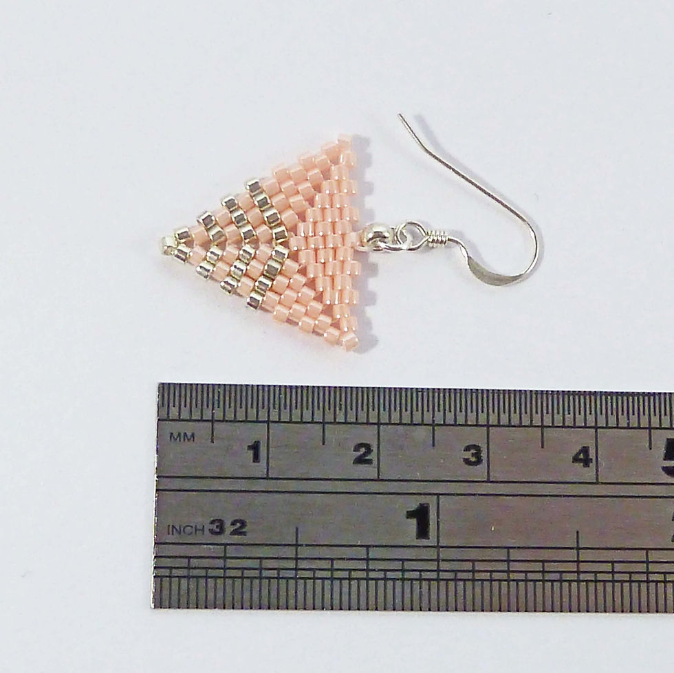 Thumbnail: Peach Seed Bead Triangle Earrings