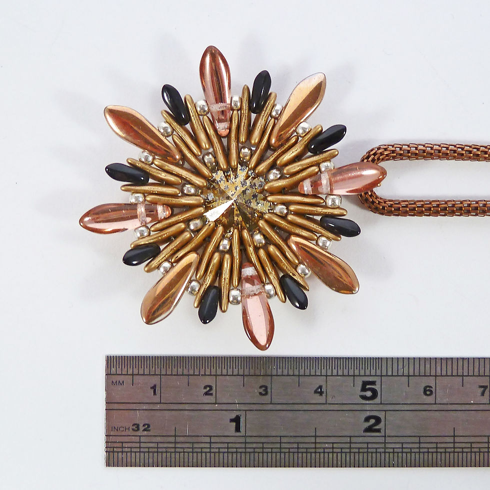 Thumbnail: Copper and Gold Flower Pendant, with Swarovski Rivoli